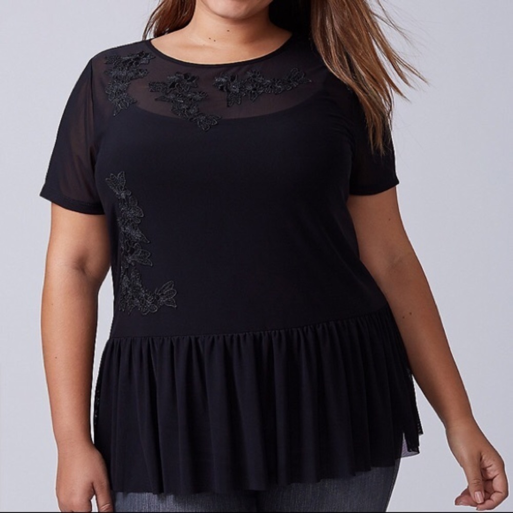 Lane Bryant Embroidered Mesh Top Sz 18/20